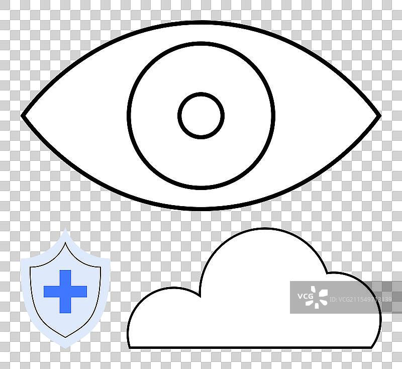 带有盾牌和云朵轮廓的眼睛暗示着图片素材