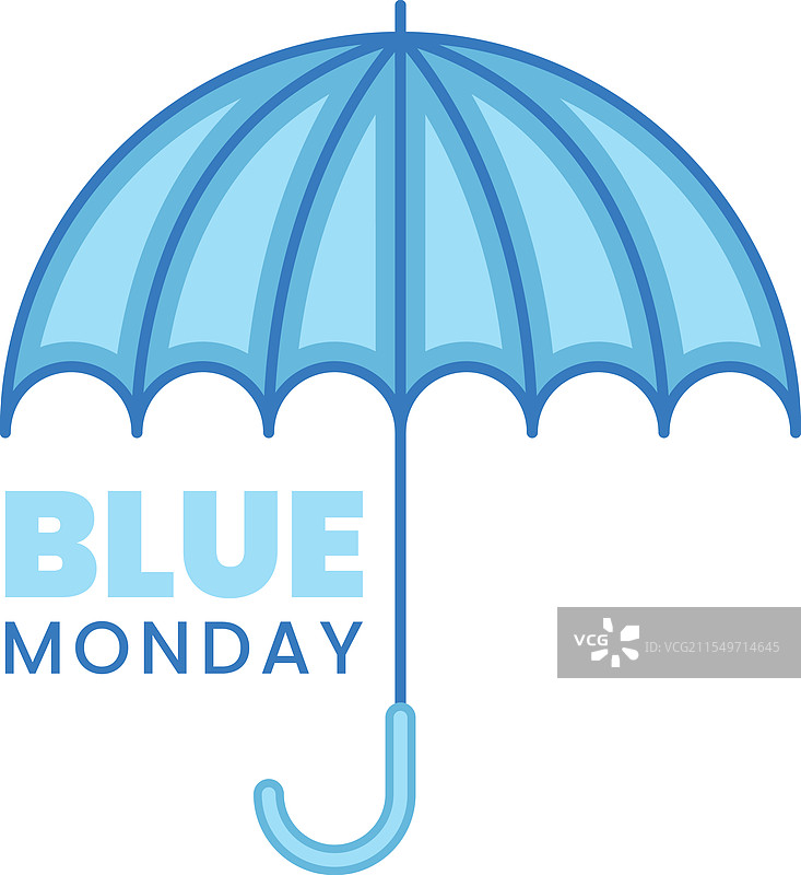 蓝色雨伞与忧郁的星期一图片素材