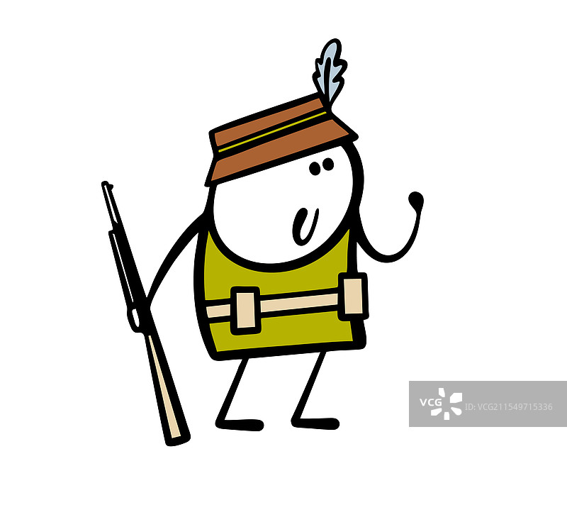 穿着复古西装和羽毛帽的猎人图片素材