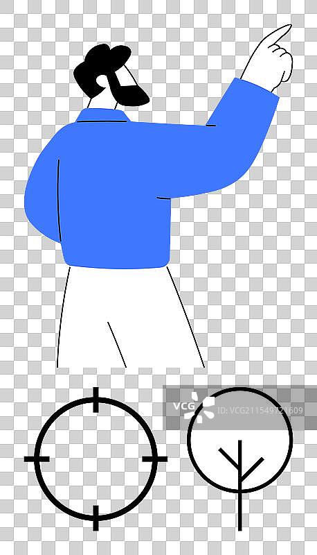 商人专注地向上指，象征着增长与发展图片素材