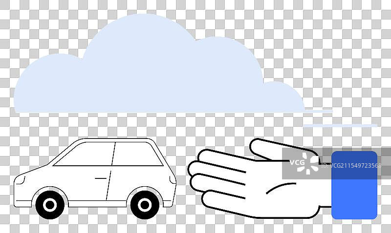 汽车维护和安全的概念与手的结合图片素材