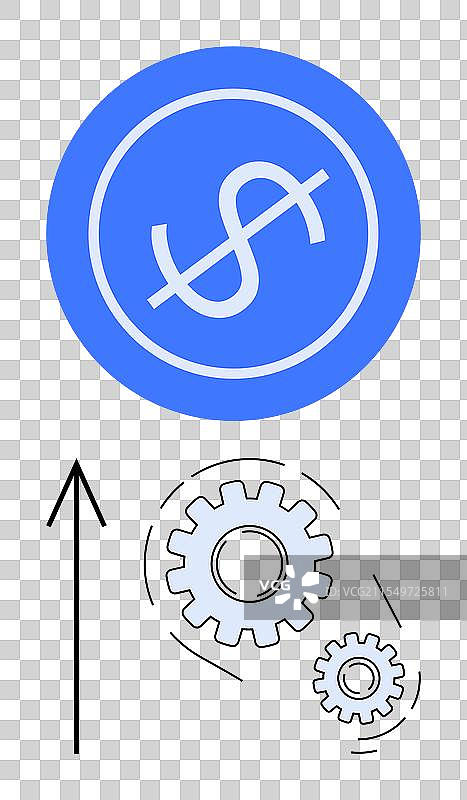 带有向上箭头的被划掉的圆圈中的美元符号图片素材