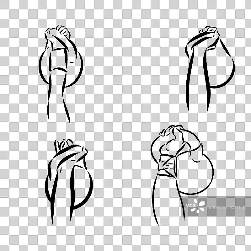 壶铃素描图标，背景独立图片素材