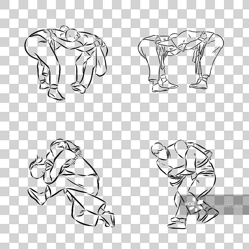 武术教练：桑搏、柔道和摔跤的腰带图片素材