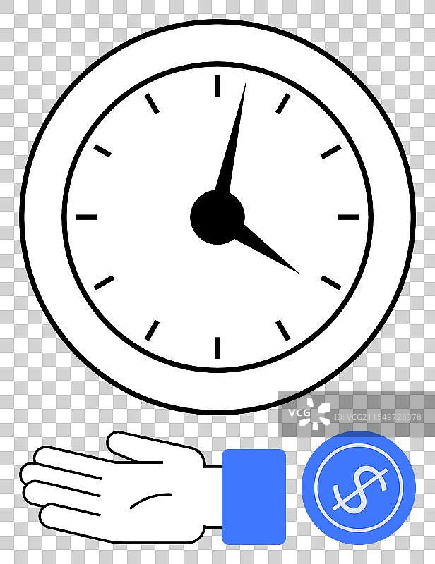 时钟展示时间管理概念与手部动作图片素材