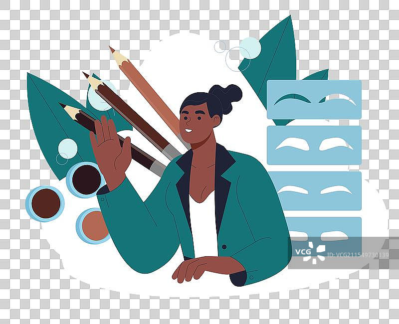 年轻女孩用铅笔画眉毛图片素材