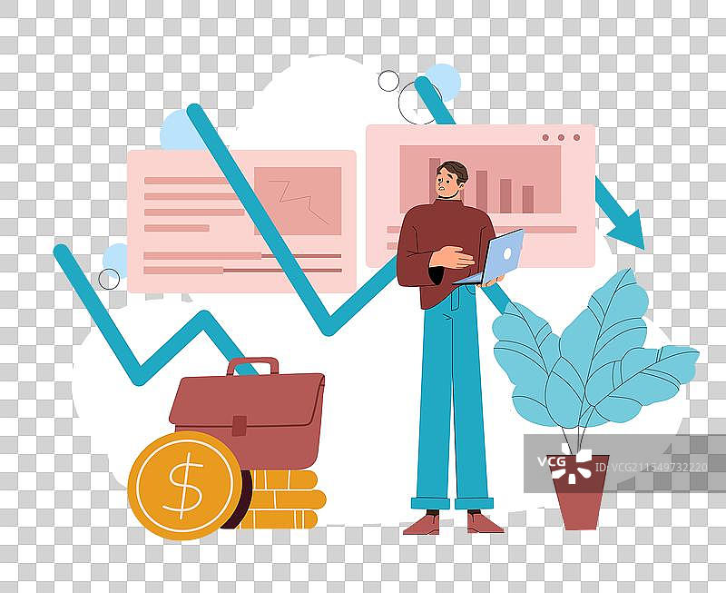 商人站在即将坠落的地方，面临衰退。图片素材