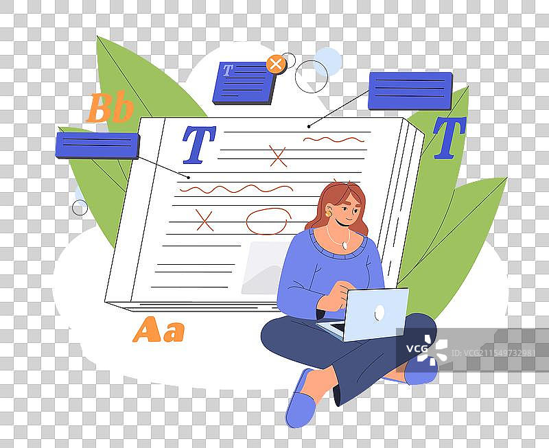 年轻女孩与笔记本电脑进行文本编辑的女性图片素材