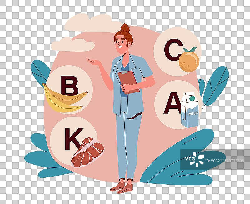 穿着医务制服的女性与产品中的维生素图片素材