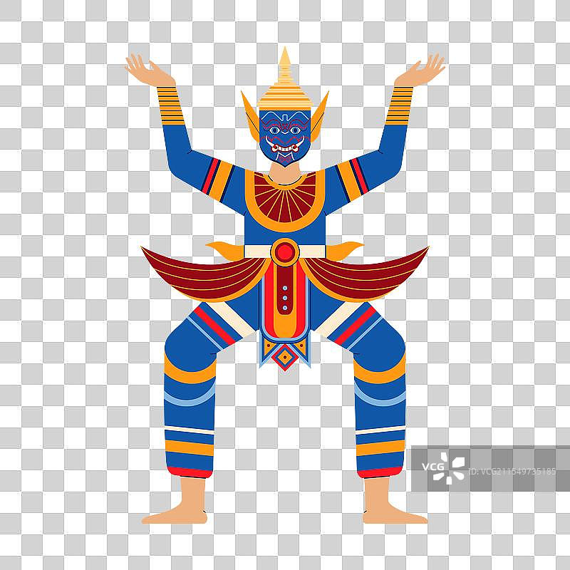 泰国传统舞蹈角色，戴着面具的孔舞演员图片素材