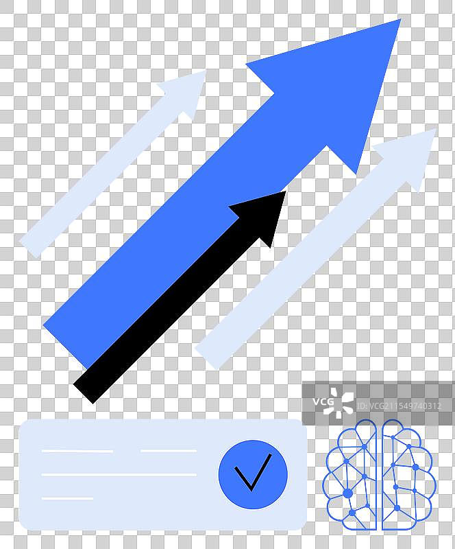 箭头指示大脑的增长图片素材