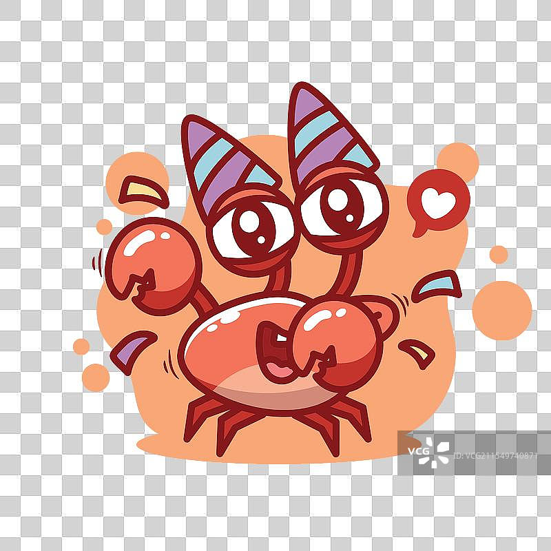 可爱的卡通螃蟹庆祝新年图片素材