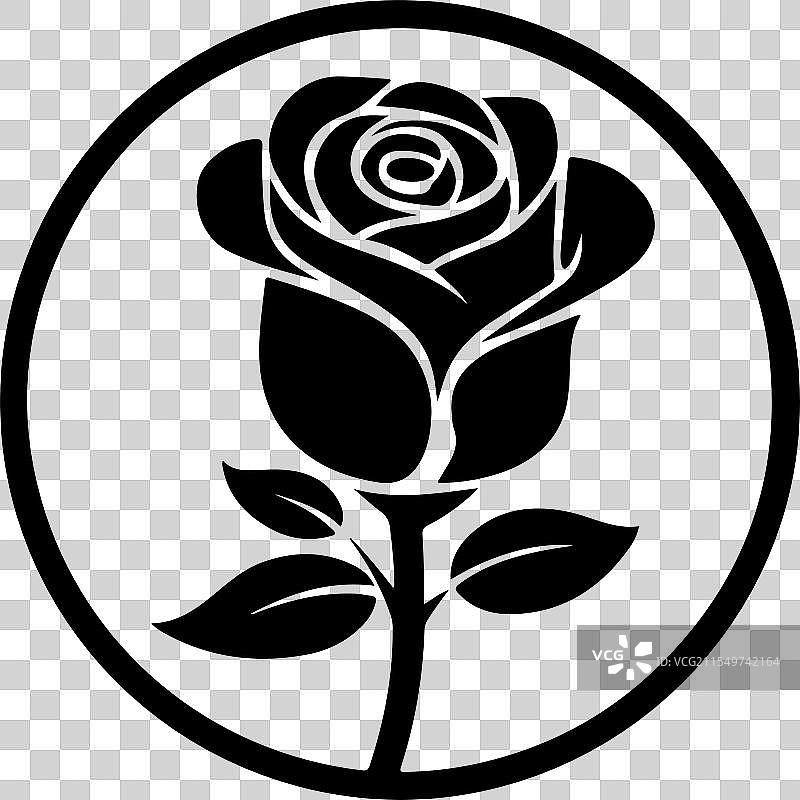 玫瑰剪影图标艺术图片素材