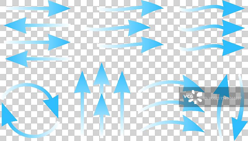 蓝色空气蒸汽通风器流向箭头集图片素材