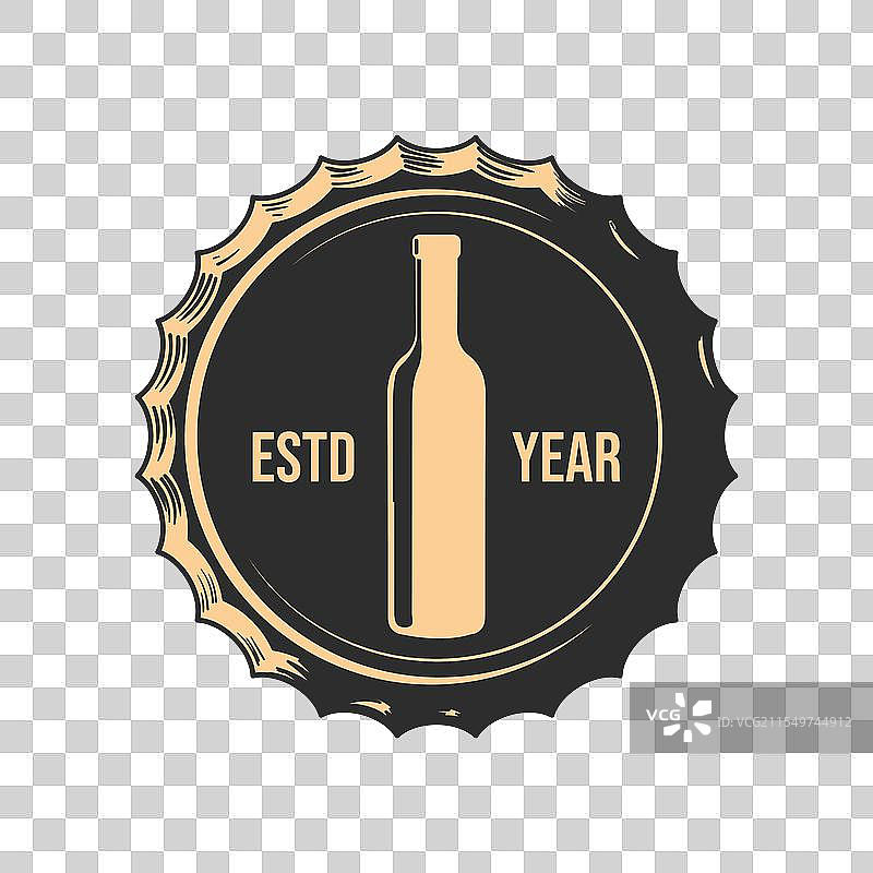 复古风格的啤酒、葡萄酒和酒精饮料瓶盖图片素材