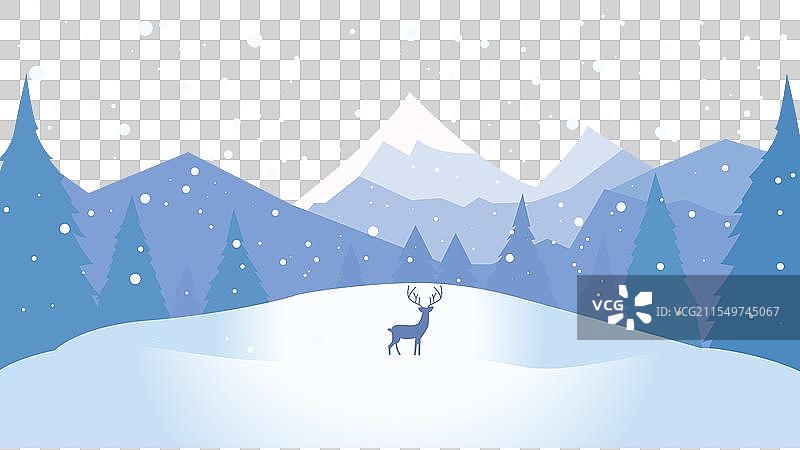 松树森林中的鹿的轮廓动物图片素材