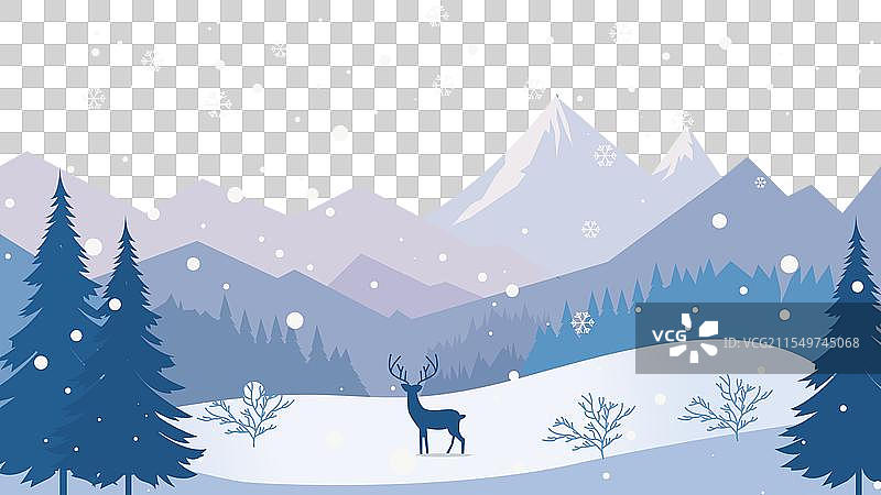 松树森林中的鹿的轮廓动物图片素材