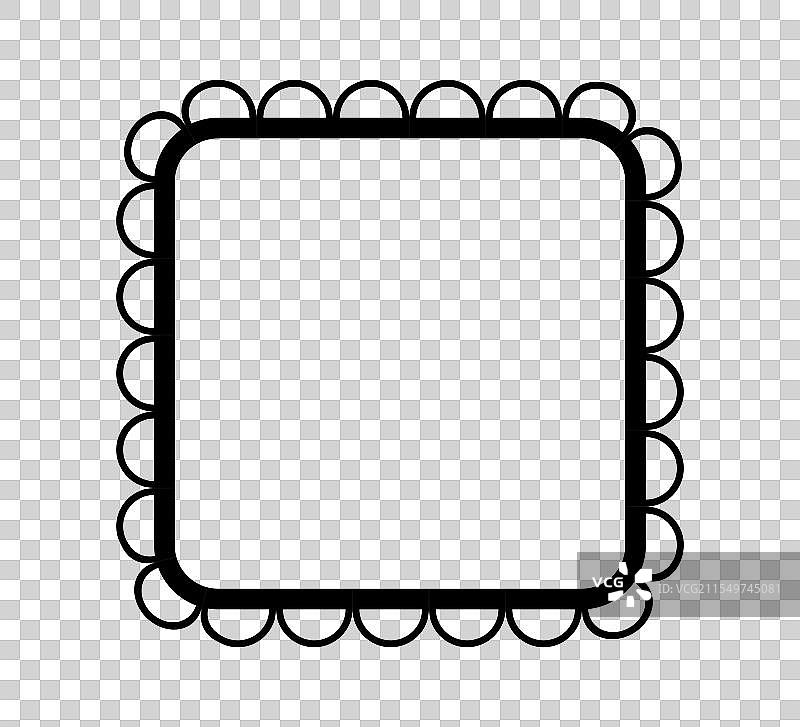 带波浪边缘的方形框简单矩形图片素材