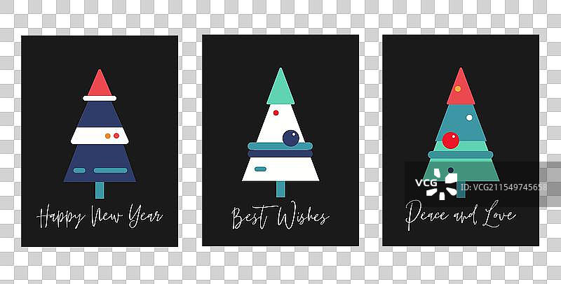 新年树的贺卡套装图片素材