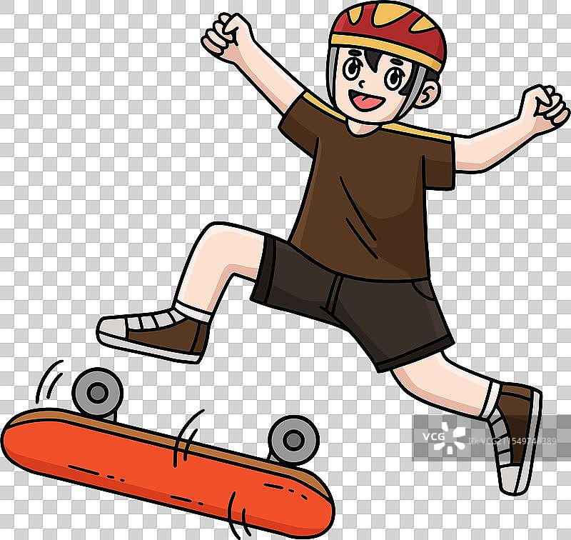 空中翻转的滑板男孩剪贴画图片素材