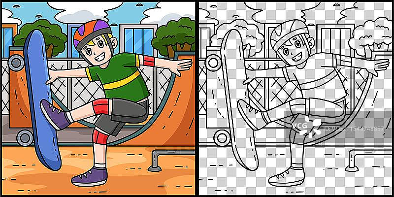 滑板男孩在做脚植动作图片素材