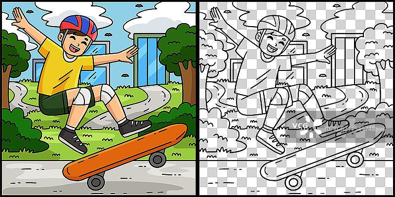 滑板男孩在涂鸦奥利动作图片素材