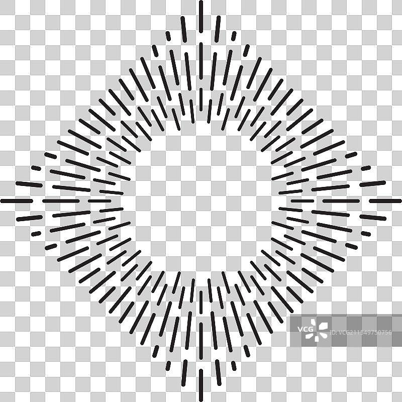 迷人的黑色线条从一个圆形辐射开来图片素材