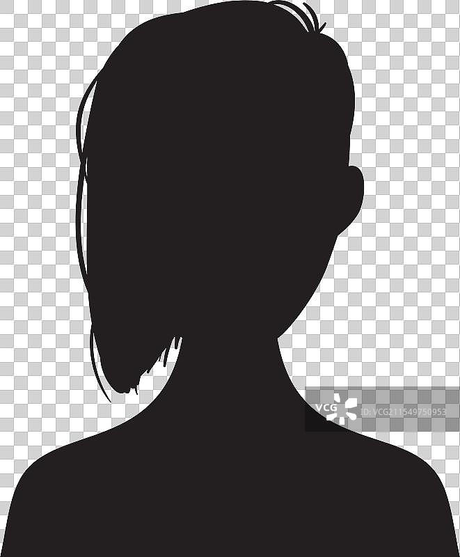 年轻女性短发的黑色轮廓胸像图片素材