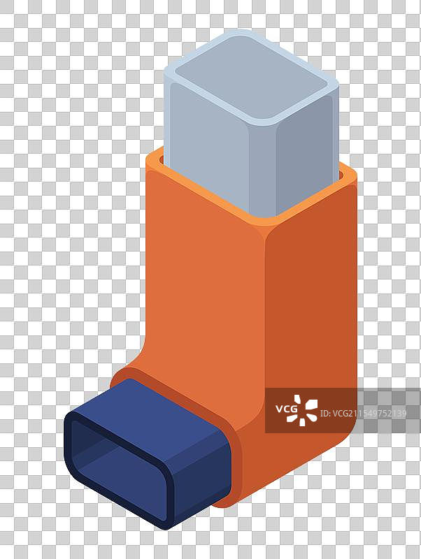 哮喘吸入器，等距哮喘喷雾，逼真效果图片素材