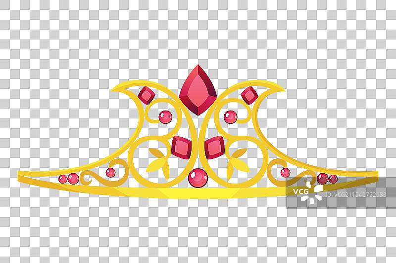 美丽的金色珠宝公主皇冠图标图片素材
