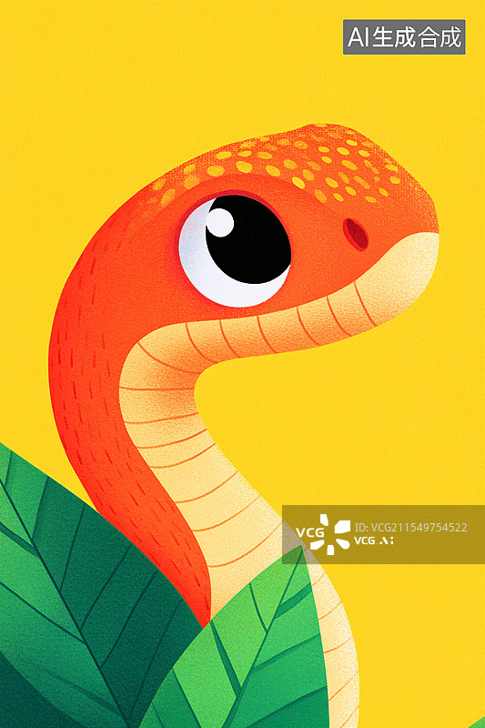 【AI数字艺术】十二生肖蛇年卡通插图可爱IP设计节日背景图片素材