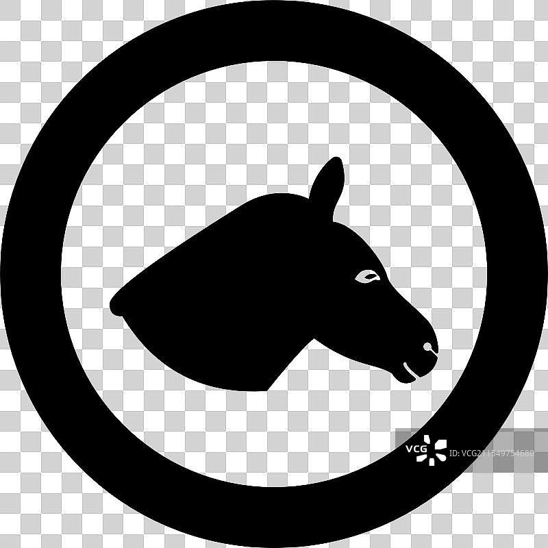 圆形黑色驴头剪影图标图片素材