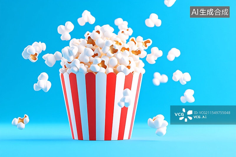【AI数字艺术】美味爆米花桶的休闲娱乐场景插图图片素材