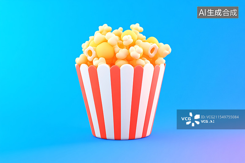 【AI数字艺术】美味爆米花桶的休闲娱乐场景插图图片素材