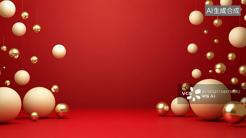 【AI数字艺术】3D渲染红色球体背景图片素材