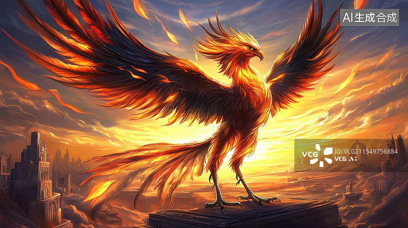 【AI数字艺术】凤凰概念插画图片素材