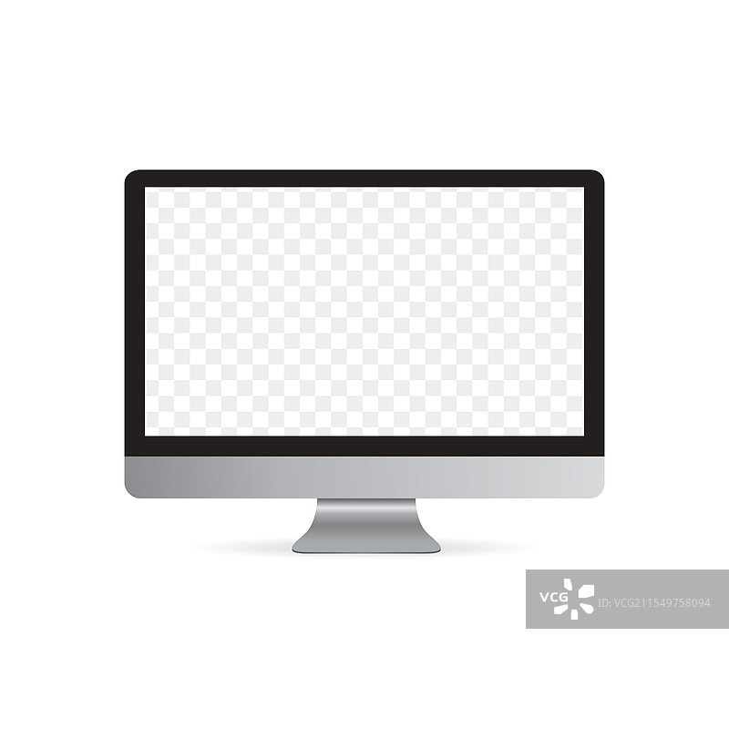 逼真的电脑桌面模型，带有空白显示屏图片素材