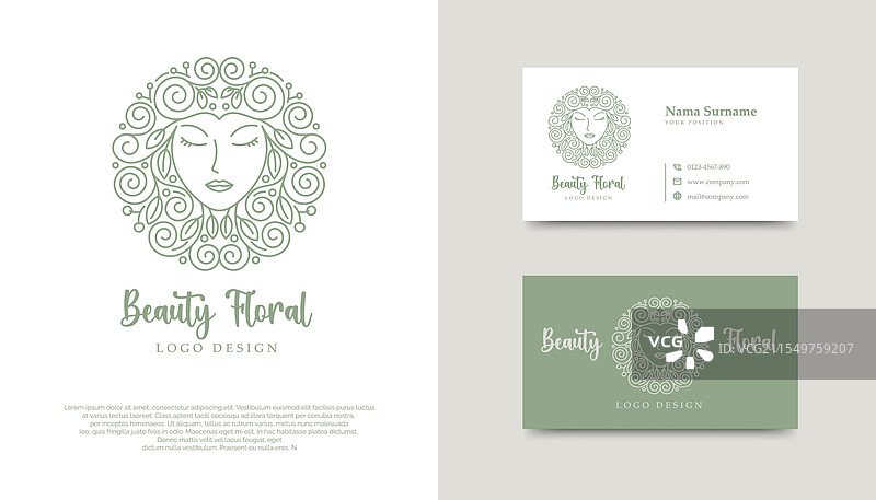 美丽女性的剪影与花卉图案相结合图片素材