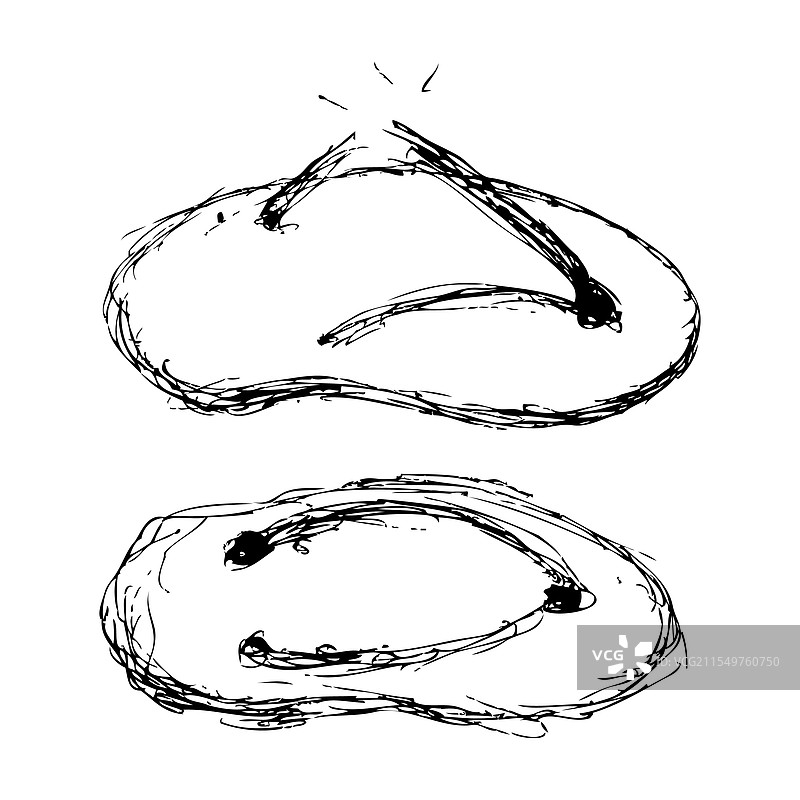 白色背景上的简单凉鞋断带素描图片素材