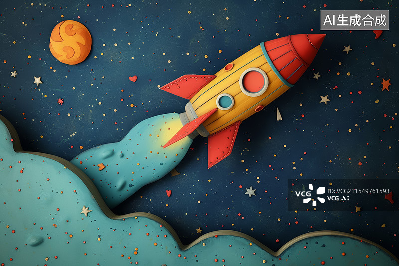【AI数字艺术】火箭发射场景图片素材