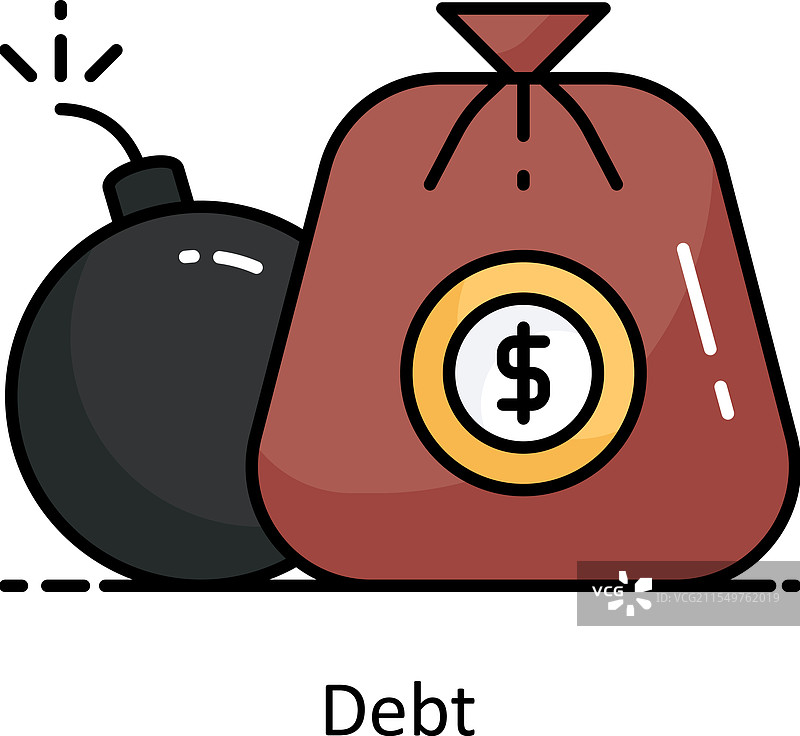 债务填充轮廓图标风格图片素材