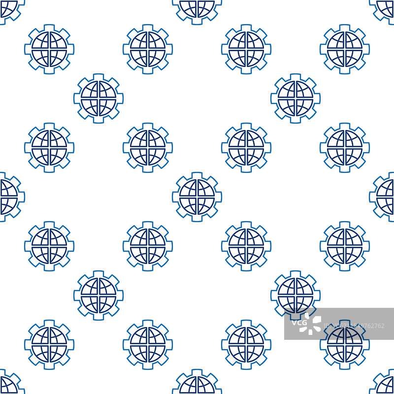 带有地球仪的多极性齿轮轮廓图片素材