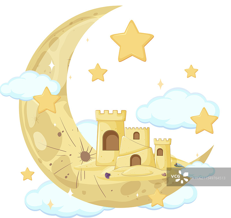 坐落在新月上的奇幻城堡图片素材