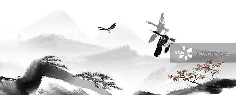 秋天，大雁，山水，风景，背景图片素材