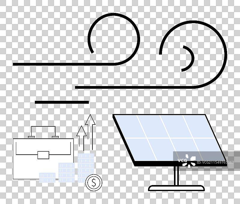 可再生能源解决方案：太阳能电池板和风能图片素材