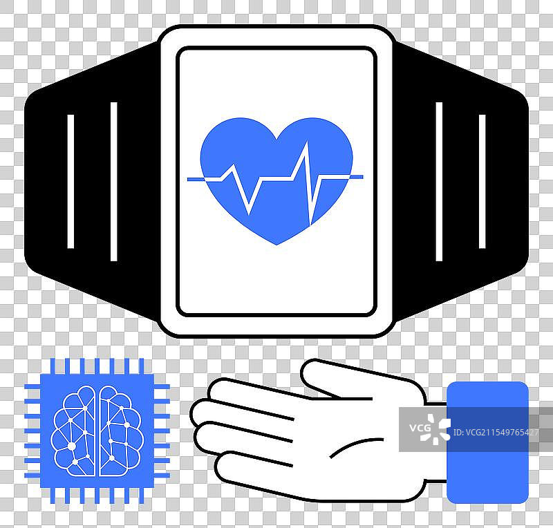 带心率显示的智能手表，配备AI芯片图片素材