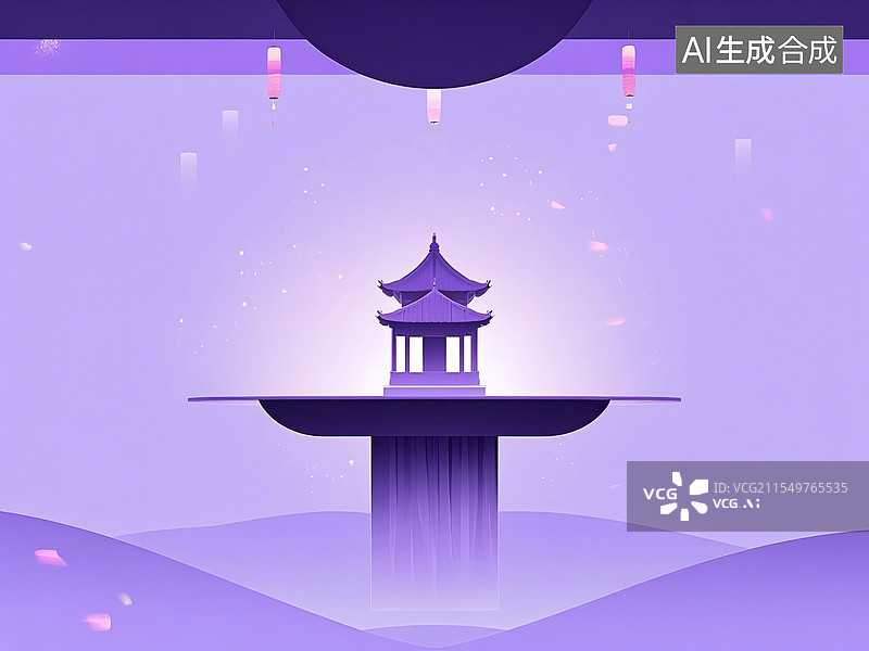 【AI数字艺术】中式扁平插画背景居中构图图片素材