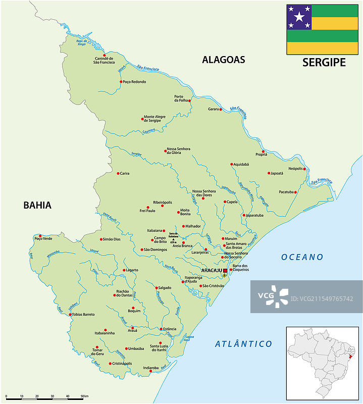 巴西塞尔吉佩州地图图片素材