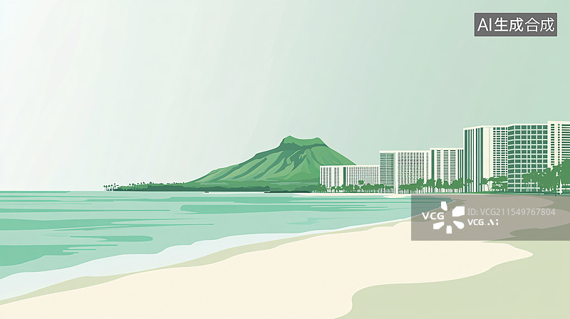 【AI数字艺术】夏威夷海滩度假胜景图片素材