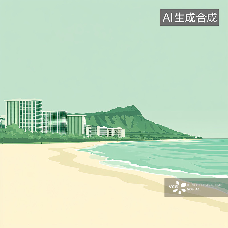 【AI数字艺术】夏威夷海滩度假胜景图片素材